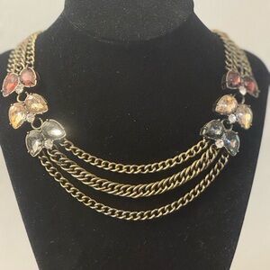 Chloe & Isabel antique gold tone triple layer chain w/faceted cabochon inserts